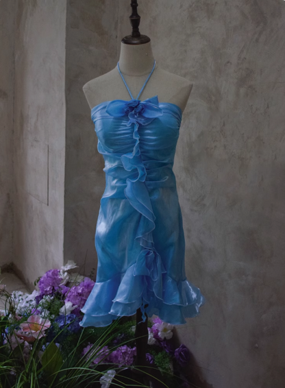 Wunderschönes Neckholder-Off-Shoulder Ärmelloses Irreguläres Kleid für Geburtstagsfeier und Abschlussball P3484