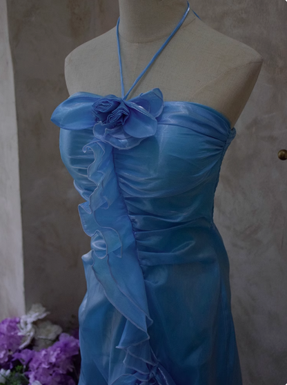 Wunderschönes Neckholder-Off-Shoulder Ärmelloses Irreguläres Kleid für Geburtstagsfeier und Abschlussball P3484
