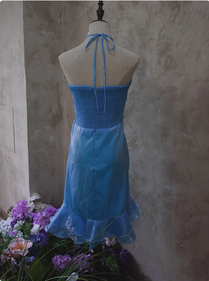 Wunderschönes Neckholder-Off-Shoulder Ärmelloses Irreguläres Kleid für Geburtstagsfeier und Abschlussball P3484