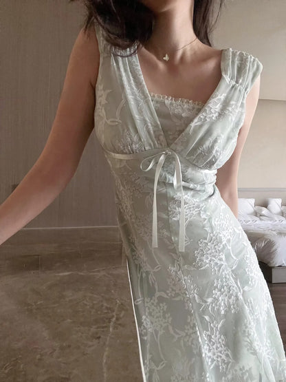 Wunderschönes hellgrünes ärmelloses Spitzenkleid elegant für Geburtstagsparty und Abschlussball P3487