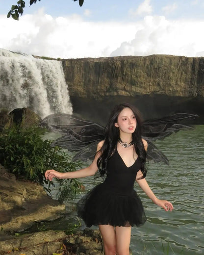 Sexy Black Spaghetti Strap V Neck Puff Mini 20th Birthday Homecoming Dress P3512