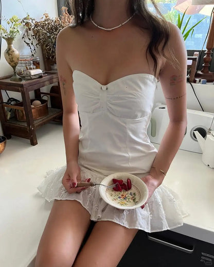 Süßes weißes, herzförmiges, kurzes 17. Geburtstag Homecoming-Kleid P3513