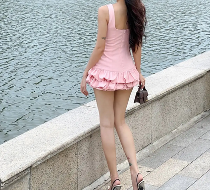 Süßes ärmelloses rosa 3D-Blütenknospen-Rock Minikleid zum 16. Geburtstag für den Homecoming P3515