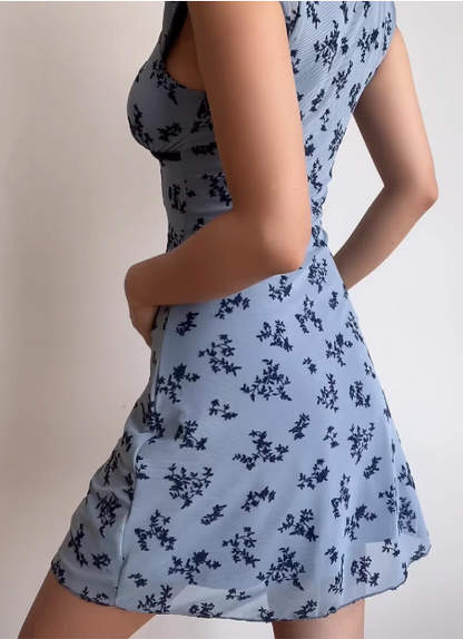 Retro Süßes Mädchen V-Ausschnitt Schmal Bedrucktes 19. Geburtstag Homecoming-Kleid P3532