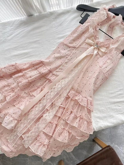 Cute Pink Polka Dot Halter Neck A-Line Mini 16th Birthday Homecoming D PreppyDress Cute Pink Polka Dot Halter Neck A-Line Mini 16th Birthday Homecoming D PreppyDress