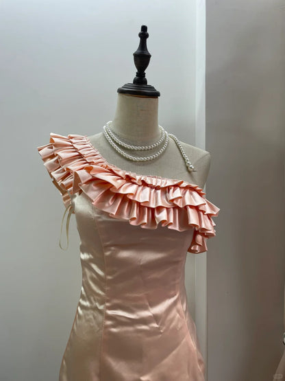 slim fit dress slacks Cute Pink Off-shoulder Satin Tight-fitting Hip 17th Birthday Homecomin –  PreppyDress
