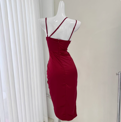 Sexy Satin Neckholder-Kleid mit Taillenprint und Meerjungfrauenrock P3539