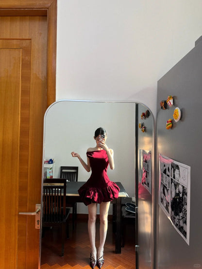Sexy rotes ärmelloses tailliertes Blütenkelch-Kleid zum 17. Geburtstag Homecoming-Kleid P3577