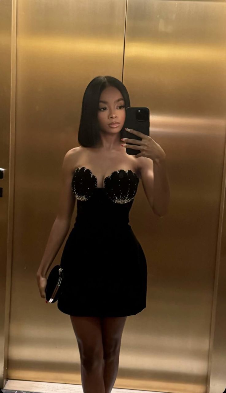 Elegant Black Sweetheart Neck Velvet Beaded Slim Fit Birthday Skirt Homecoming Dress P3598 - AS PHOTO / US2 Elegant Black Sweetheart Neck Velvet Beaded Slim Fit Birthday Skirt Homecoming Dress P3598 - AS PHOTO / US2