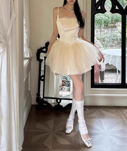 Elegant Ballet Style Strapless Tulle A-Line Birthday Short Skirt Homec PreppyDress Elegant Ballet Style Strapless Tulle A-Line Birthday Short Skirt Homec PreppyDress