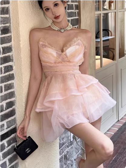 white christmas dresses Cute Sweetheart Neck Tulle Short Prom Dress, Cute Puffy Homecoming Dress US 2 / Sky Blue main image 1