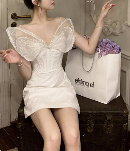 Prinzessin Light Luxury Sling Strass Schleife Glänzend 17. Geburtstag Homecoming Kleid P3645
