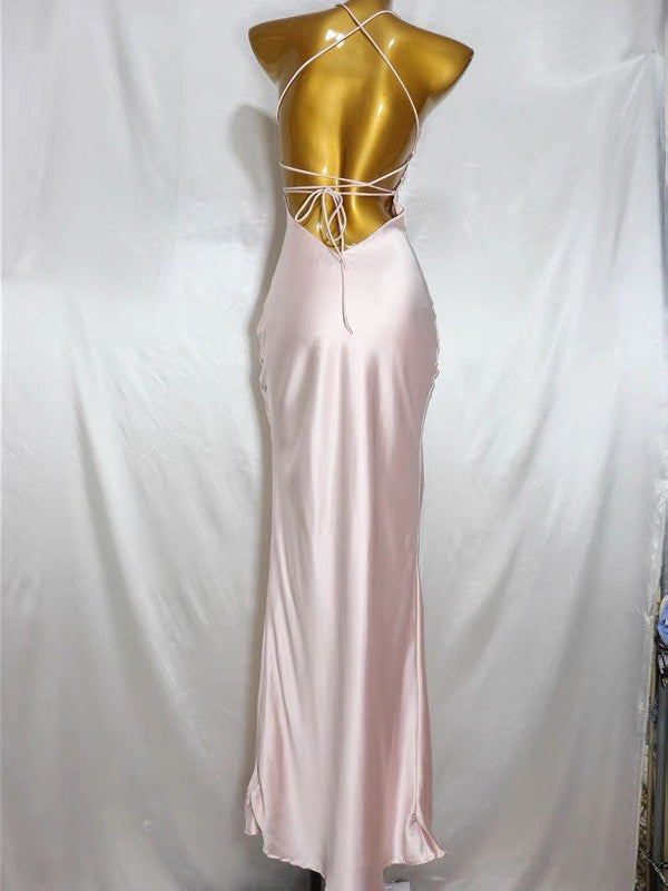 Halter Pink Sweet Girl Dress Photo Birthday Party Cocktail Evening Dress