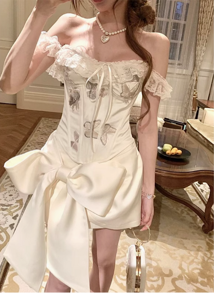 Designer Bow Fischgrätmuster Tube Top Satin 17. Geburtstag Homecoming Kleid P3680