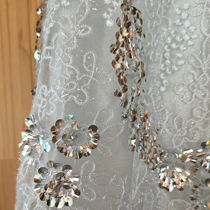 Hübsches Träger-Minikleid aus weißer Pailletten-Spitze für den 17. Geburtstag Homecoming P3705