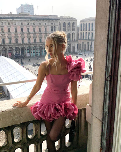 Süßes rosa dreidimensionales Blumenknospen-Kleid zum 17. Geburtstag Homecoming-Kleid P3712