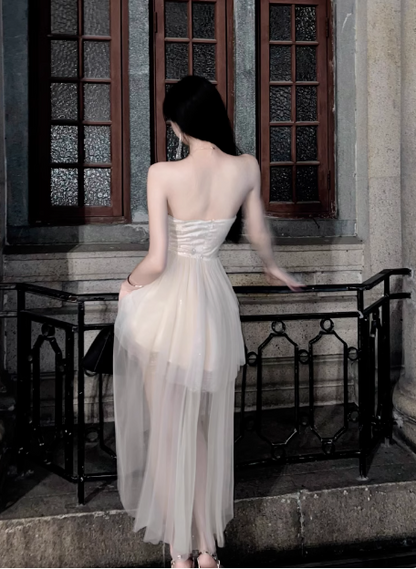 Prinzessin Bandeau-Oberteil One Shoulder Tüll Schleppe 17. Geburtstag Homecoming-Kleid P3719