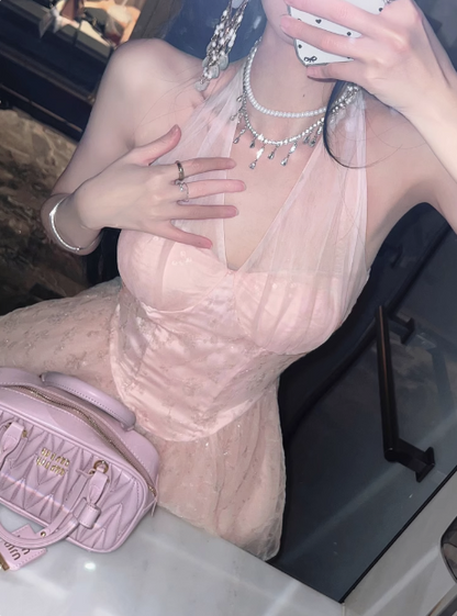 Robe trapèze sexy dos nu, brodée de paillettes, pour anniversaire et retour à la maison P3723