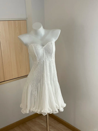 Elegantes Neckholder-Oberteil mit weißer Spitze, Spleiß-Mesh, A-Linie, Abschlussballkleid zum 17. Geburtstag P3725