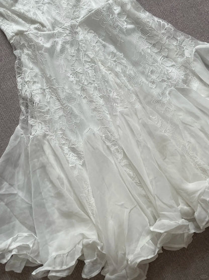 Elegantes Neckholder-Oberteil mit weißer Spitze, Spleiß-Mesh, A-Linie, Abschlussballkleid zum 17. Geburtstag P3725