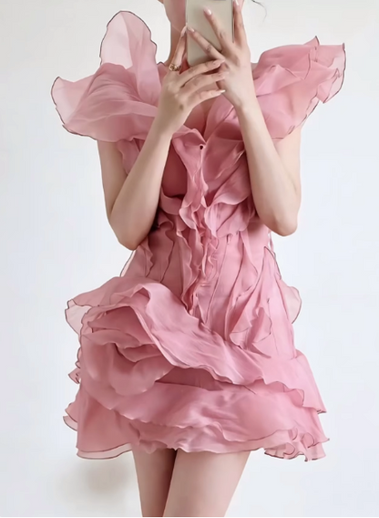 Design Gerafftes V-Ausschnitt Ein-Schulter Chiffon 17. Geburtstag Homecoming-Kleid P3729