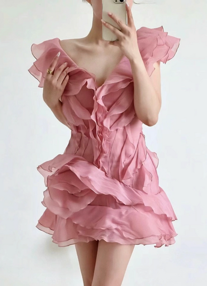 Design Gerafftes V-Ausschnitt Ein-Schulter Chiffon 17. Geburtstag Homecoming-Kleid P3729