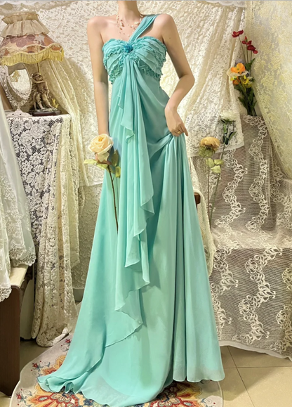 Elegantes langes Ballkleid aus Chiffon in See-Grün, P3759