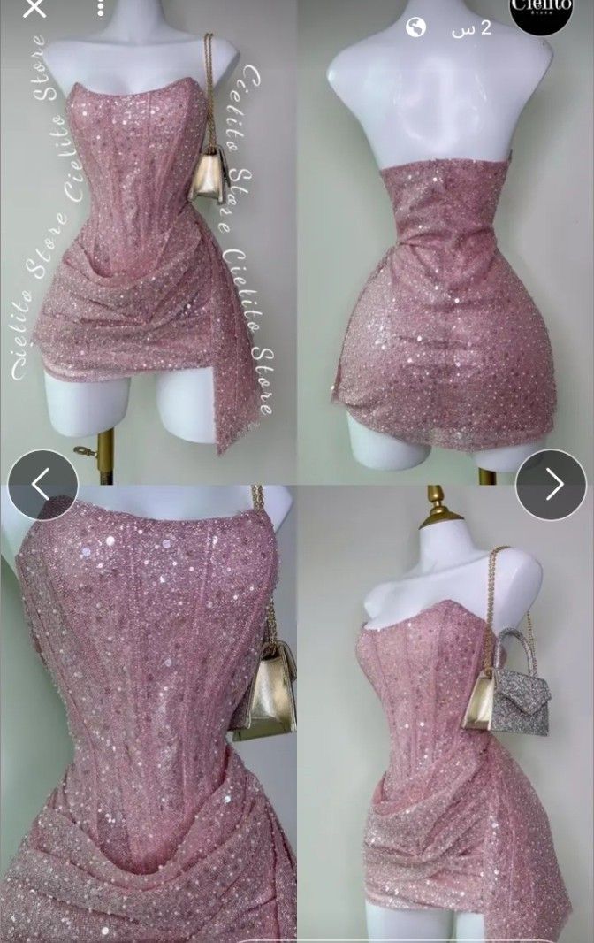 Cute Pink Sleeveless Sequined Slim Fit Hip 17th Birthday Homecoming Dress P3778