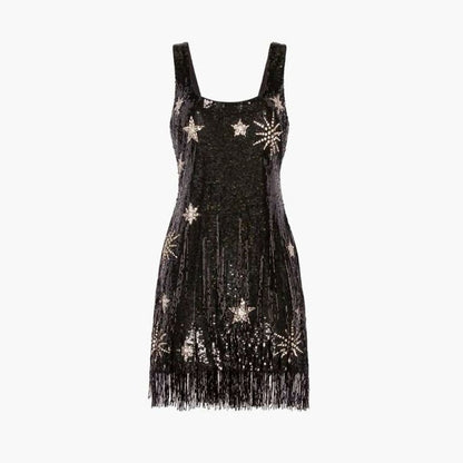 Sparkling Tassel Square Neck Star Sequin Open Back Homecoming Dress P3 PreppyDress Sparkling Tassel Square Neck Star Sequin Open Back Homecoming Dress P3 PreppyDress