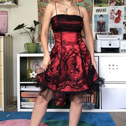 Vintage Black Tulle Lace Pink Satin A-line Birthday Short Skirt Homecoming Dress P3812