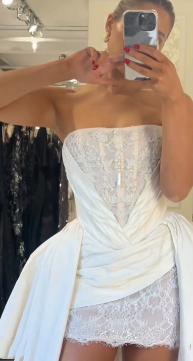 Princess Luxury White Satin Lace A-Line 17th Birthday Homecoming Dress P3813