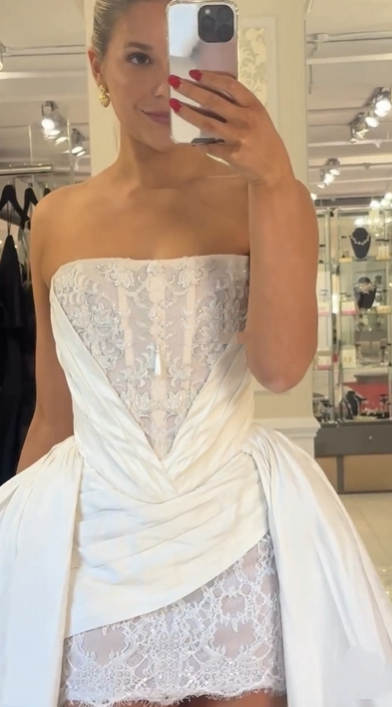 Princess Luxury White Satin Lace A-Line 17th Birthday Homecoming Dress P3813