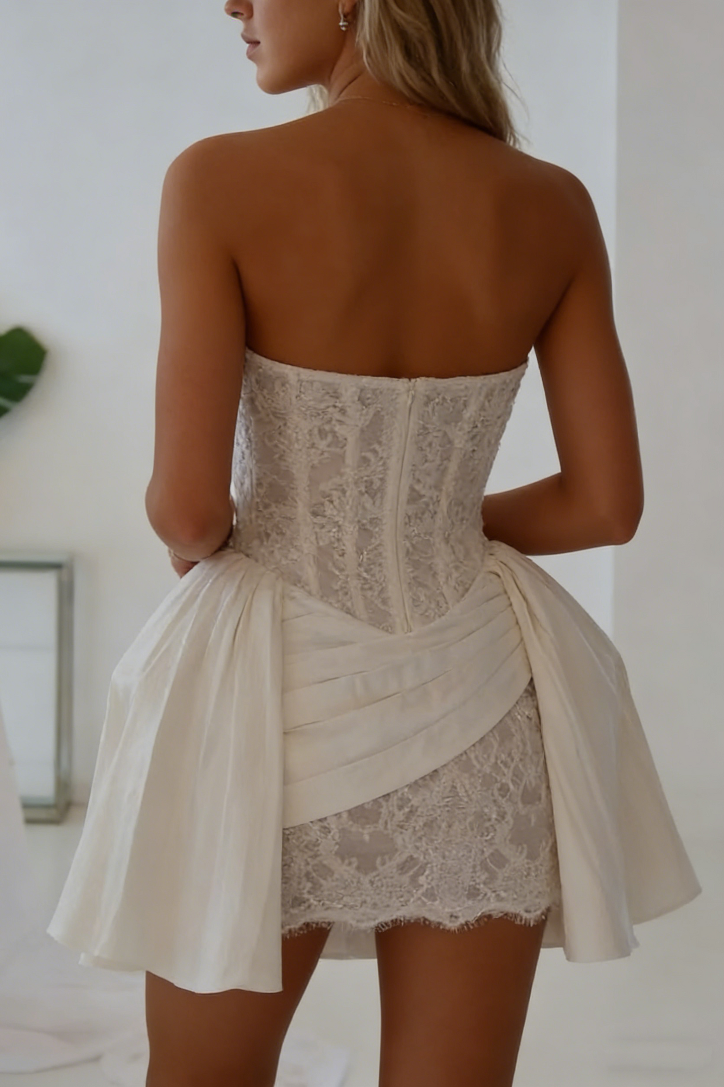 Princess Luxury White Satin Lace A-Line 17th Birthday Homecoming Dress P3813