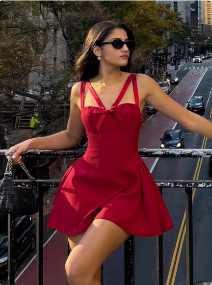 Süßes Schleifenband Rot A-Linie 17. Geburtstag Kurzer Rock Abschlussballkleid P3821