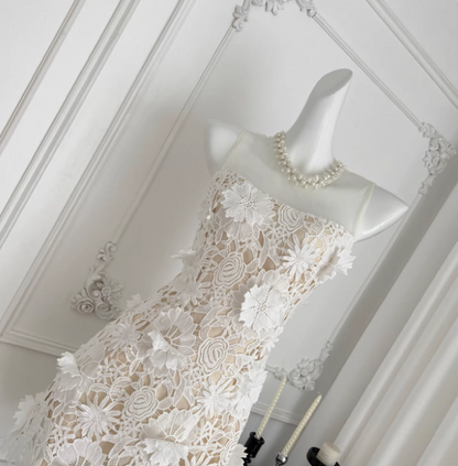 Wunderschönes, ärmelloses, rundhalsiges Kleid mit Netzstoff-Einsätzen und Spitzen-Taille für Geburtstag/Abschlussball P3827