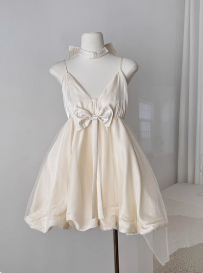 Prinzessin Bowknot Neckholder Sling Taille Netz Tüll Puffiges Geburtstagsparty-Kleid Homecoming-Kleid P3829