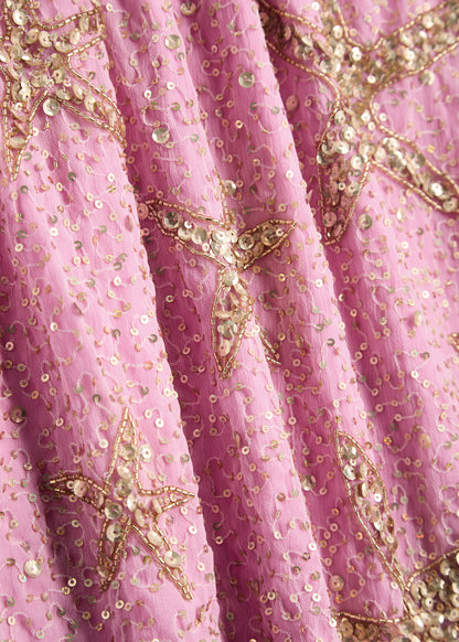 Sexy V-Ausschnitt Seestern Pailletten Rosa Tailliertes Geburtstag Kurzarm-Heimkehrkleid P3862