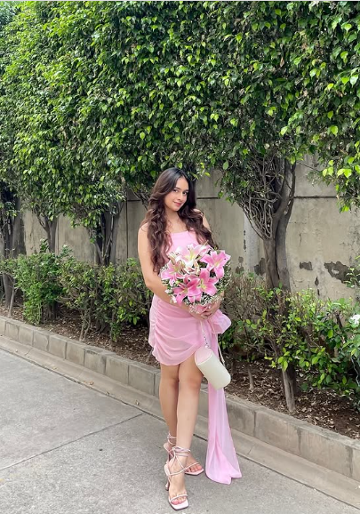 Rosa trägerloses Chiffon-Abiballkleid mit schmaler Passform zur Hüfte zum 17. Geburtstag P3863