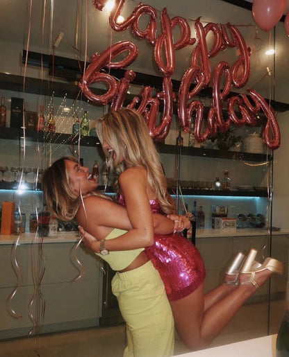Sexy rosa Pailletten-Hüftkleid zum 21. Geburtstag Homecoming P3879
