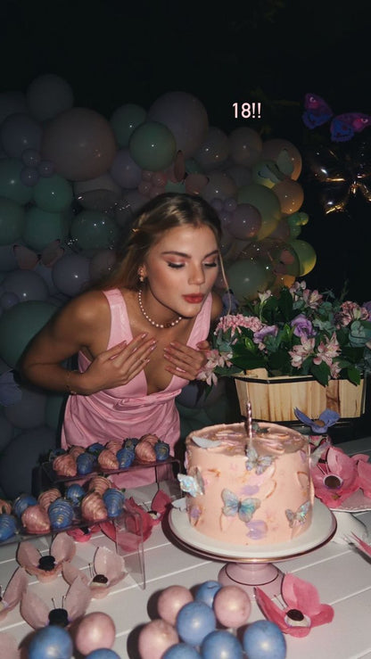 Süßes V-Ausschnitt-Heimkehrkleid mit Schleife zum 17. Geburtstag P3885
