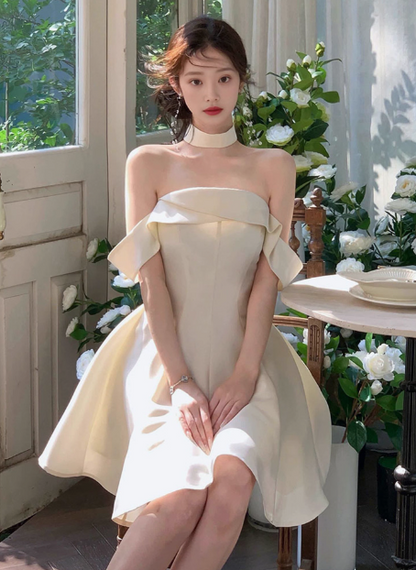 Elegantes und schlichtes Satin-One-Shoulder A-Linien-Kleid für Geburtstag oder Abschlussfeier P3909