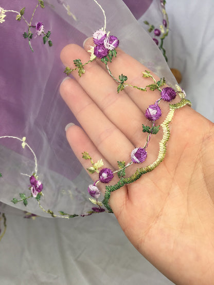 Süßes lilafarbenes Blumenstickerei-Taillen-A-Linien-Kleid zum 16. Geburtstag P3921