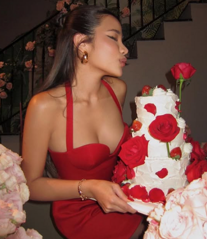 Sexy 19. Geburtstag Burgunderrotes Satin-Heimkehrkleid P3938