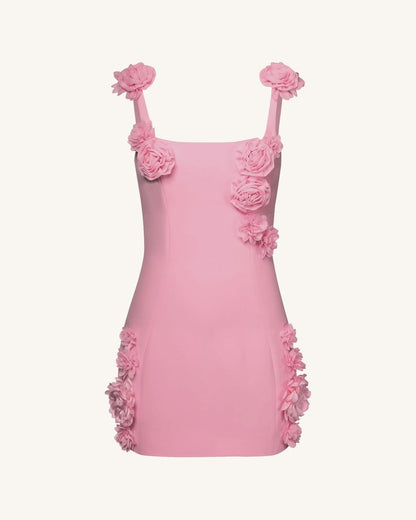 Süßes rosa 3D-Blumen-Abschlussballkleid mit eckigem Ausschnitt und schmaler Passform zum 17. Geburtstag P3942