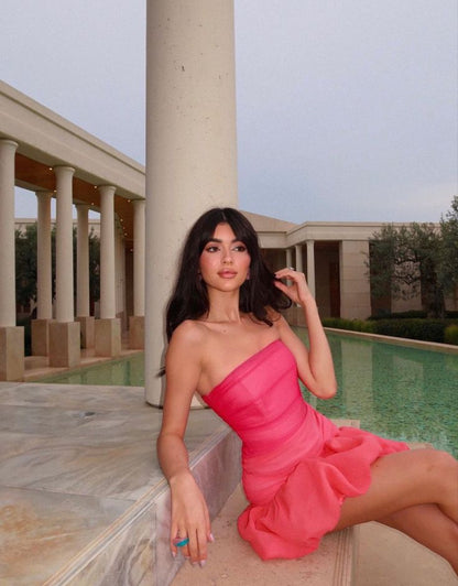 Süßes rosa Schlauch-Top Blütenknospe 17. Geburtstag Homecoming-Kleid P3949