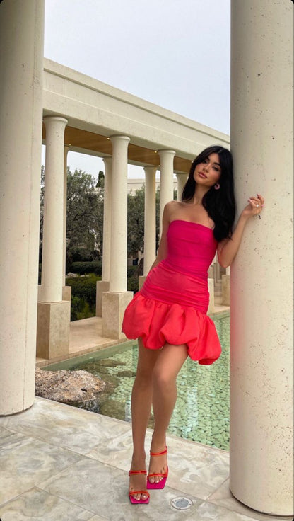 Süßes rosa Schlauch-Top Blütenknospe 17. Geburtstag Homecoming-Kleid P3949