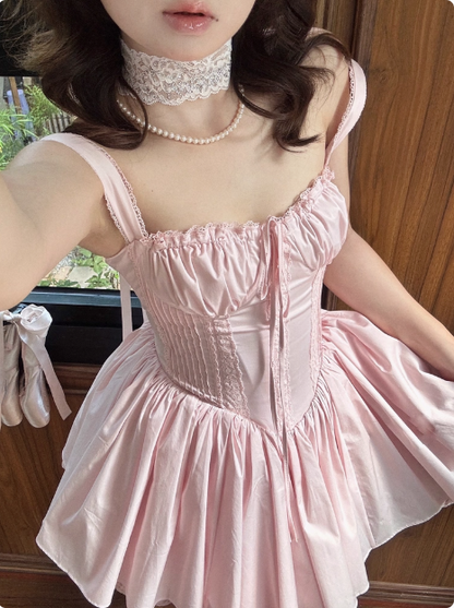 Süßes Fishbone-Trägerkleid Prinzessinnen-Geburtstags-Tutu Homecoming-Kleid P3975
