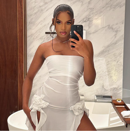 Sexy Tube-Top schulterfrei unregelmäßiger Schlitz Pilzsaum Geburtstagskleid Heimkehrkleid P3984