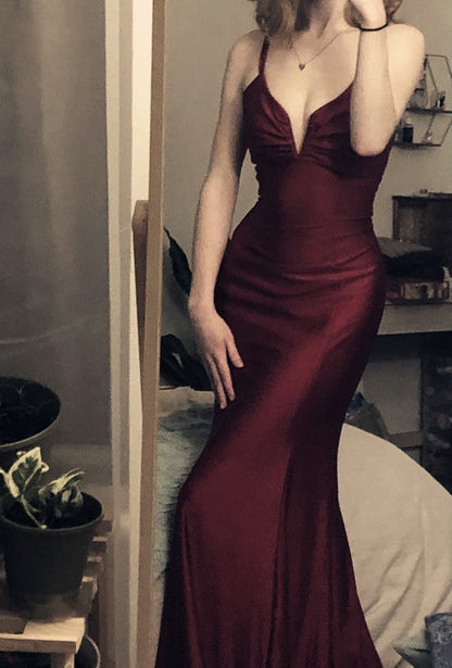 Robes de bal sirène modestes bordeaux pour le 22e anniversaire P412