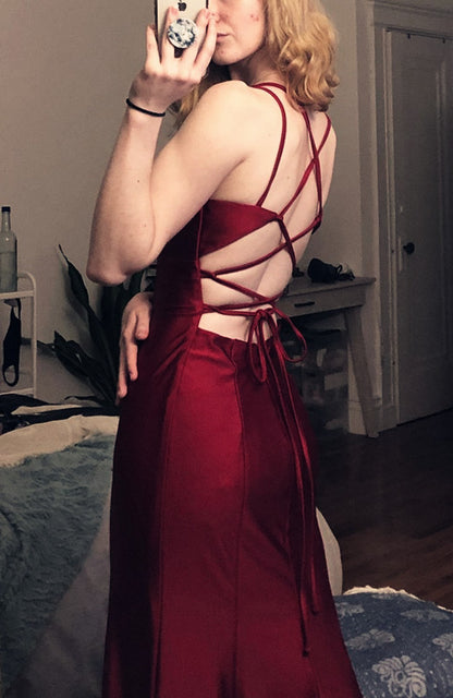 Robes de bal sirène modestes bordeaux pour le 22e anniversaire P412